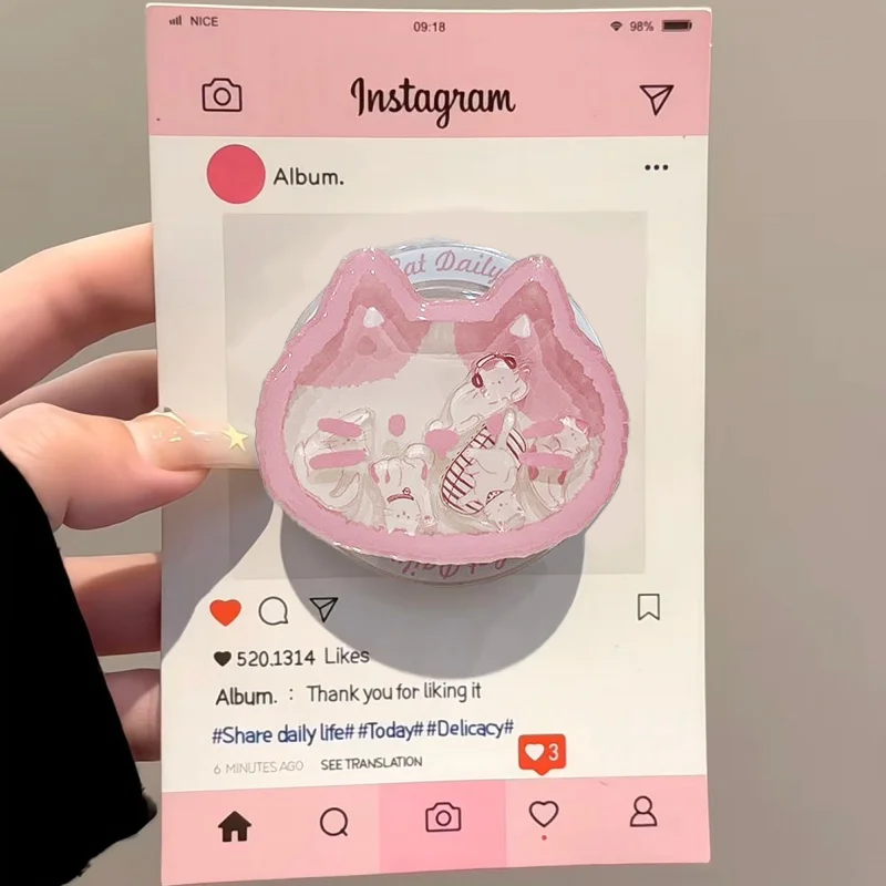 Pink Kitten Shake Phone Grip