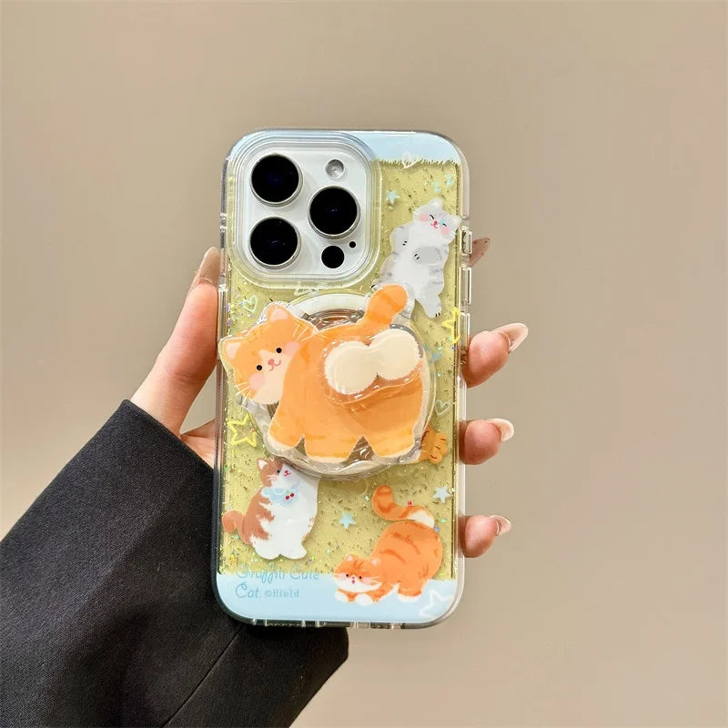 Cozy Ginger Cat Shake Phone Grip