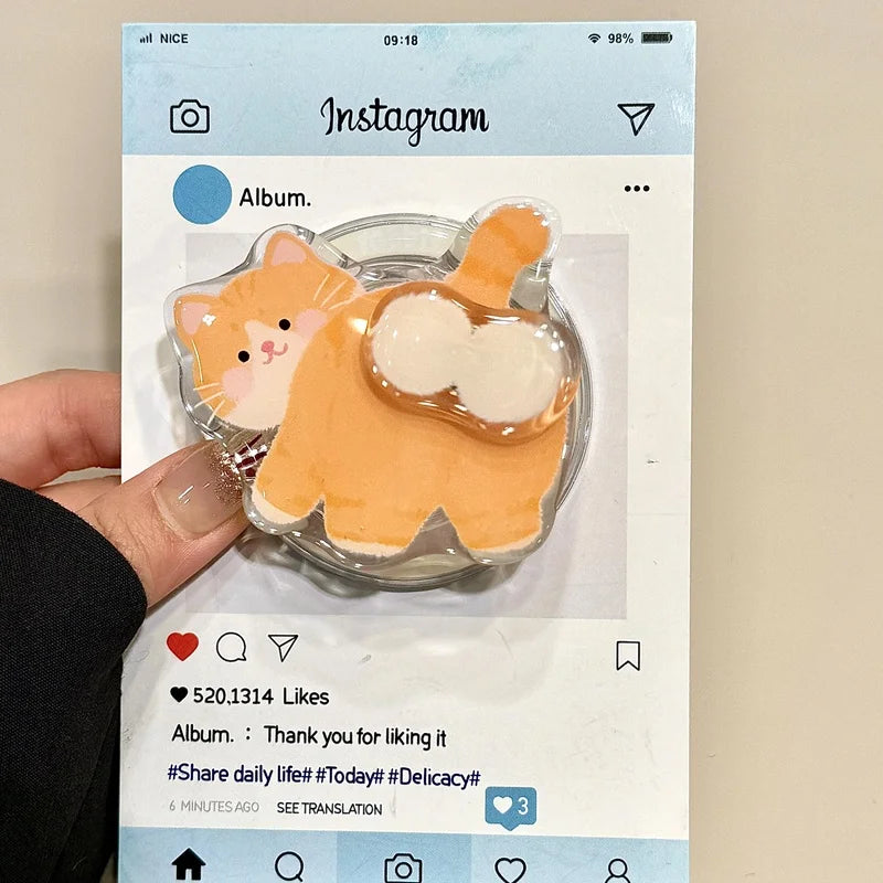 Cozy Ginger Cat Shake Phone Grip