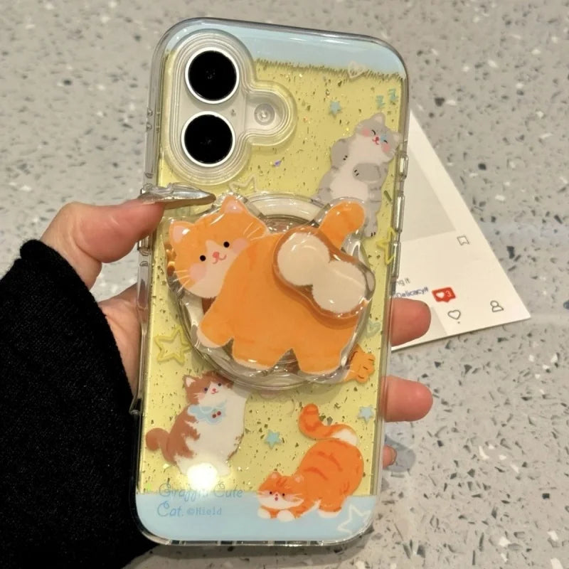 Cozy Ginger Cat Shake Phone Grip